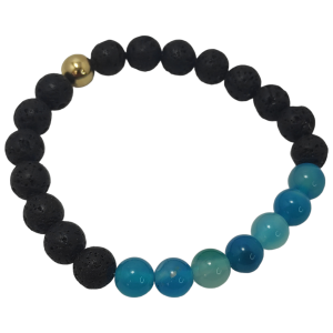 Ágata azul piedra volcánica y oro