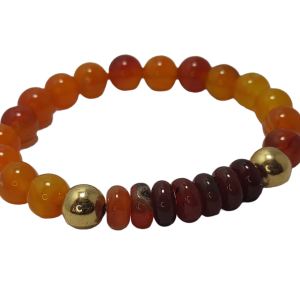 Pulsera de Abundancia y Prosperidad con Ágata Naranja, Oro y Ágata Café